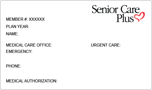 Sample Senior Care Plus Membership Card