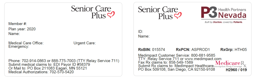 Sample Senior Care Plus Membership Card